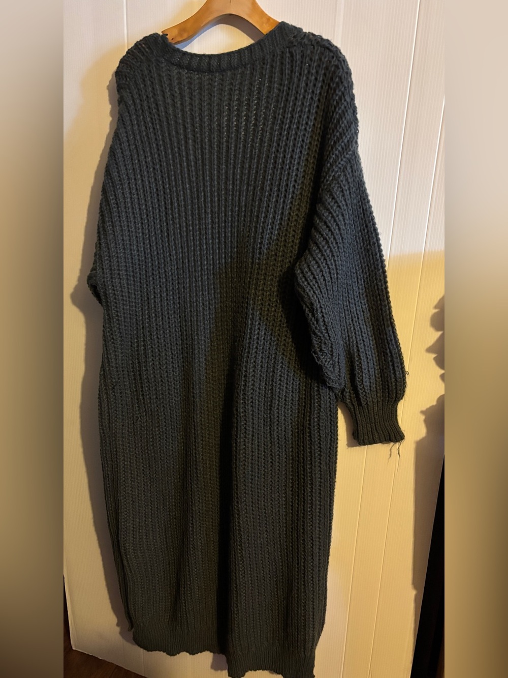 Cozy Long Open-Front Knit Cardigan Sweater - Dark Gray - Picture 7 of 8